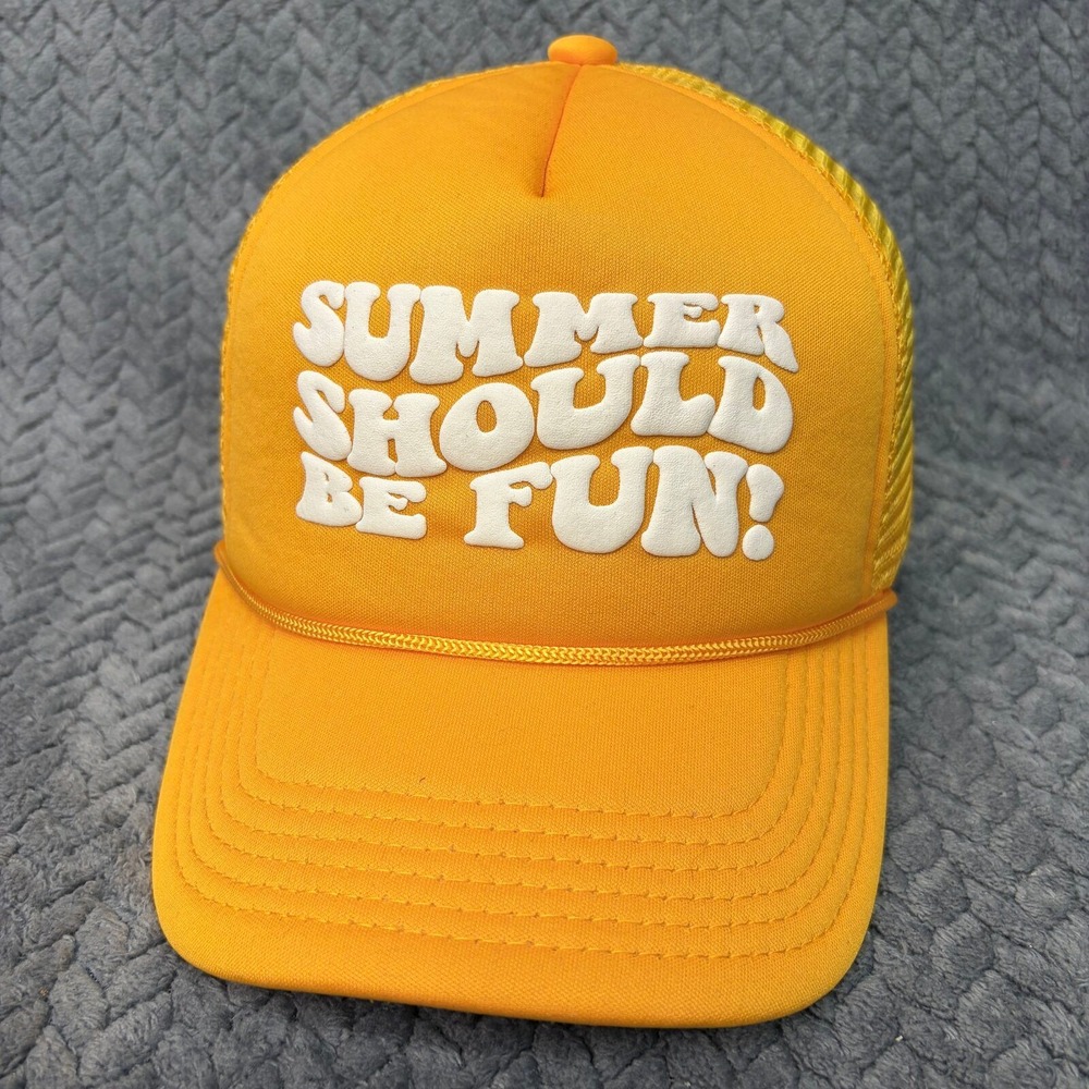 Loverboy Trucker Hat Summer Should Be Fun Unisex OS Yellow Mesh Snapback